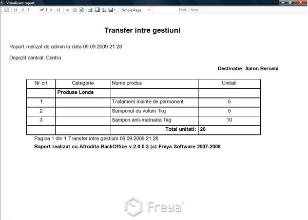 Raport transfer gestiuni